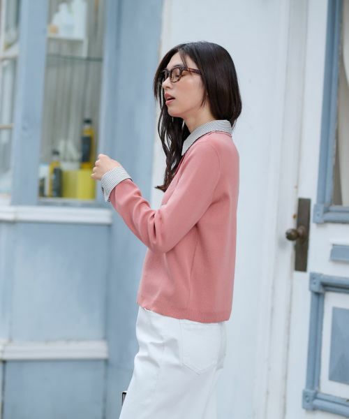 CARA O CRUZ / キャラ・オ・クルス ニット・セーター | ストライプ襟＆カフス付きポロニット | 詳細6