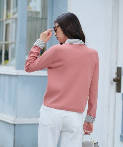 CARA O CRUZ / キャラ・オ・クルス ニット・セーター | ストライプ襟＆カフス付きポロニット | 詳細7