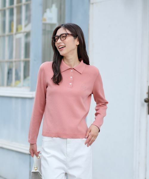 CARA O CRUZ / キャラ・オ・クルス ニット・セーター | ストライプ襟＆カフス付きポロニット | 詳細8