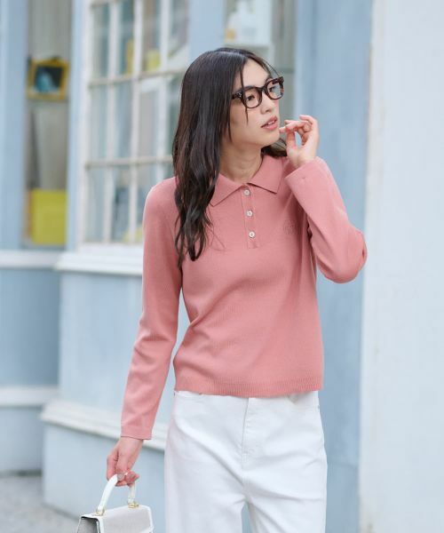 CARA O CRUZ / キャラ・オ・クルス ニット・セーター | ストライプ襟＆カフス付きポロニット | 詳細9