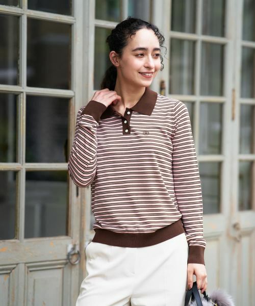 CARA O CRUZ / キャラ・オ・クルス ニット・セーター | ボーダー柄ニットポロ | 詳細1