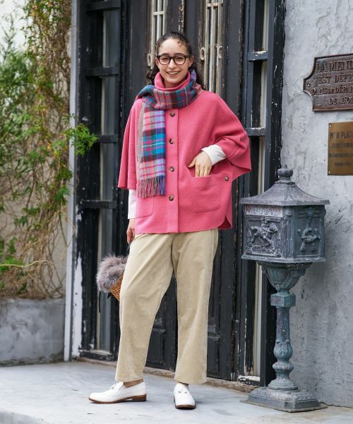 CARA O CRUZ / キャラ・オ・クルス マフラー・ショール・スヌード・ストール | カシミヤのカラフルチェックマフラー【ピンクリボン】 | 詳細14