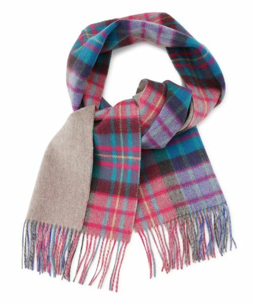 CARA O CRUZ / キャラ・オ・クルス マフラー・ショール・スヌード・ストール | カラフルチェックのカシミヤマフラー【ピンクリボン】 | 詳細7