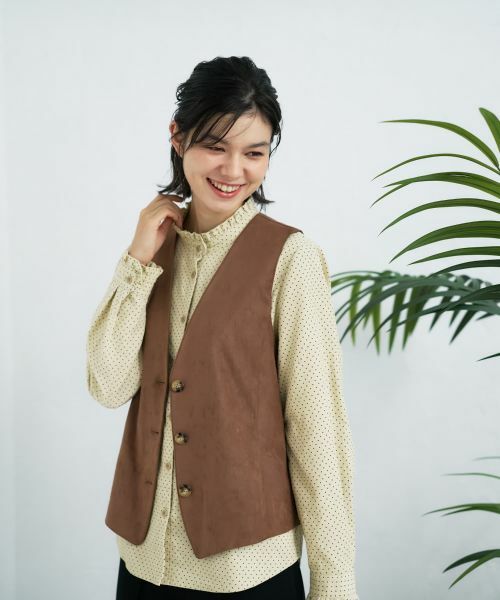 CARA O CRUZ / キャラ・オ・クルス テーラードジャケット | スエードVネックベスト【35th】 | 詳細1