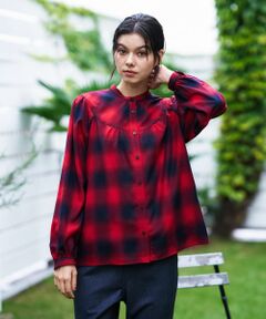 CARA O CRUZ / キャラ・オ・クルス シャツ・ブラウス | チェックバンドカラーブラウス