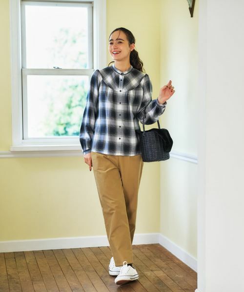 CARA O CRUZ / キャラ・オ・クルス シャツ・ブラウス | チェックバンドカラーブラウス | 詳細16