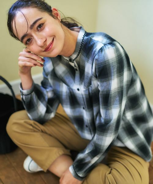 CARA O CRUZ / キャラ・オ・クルス シャツ・ブラウス | チェックバンドカラーブラウス | 詳細4