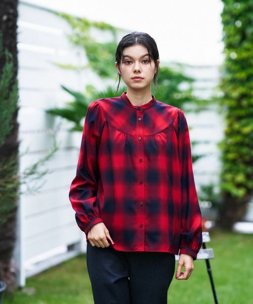 CARA O CRUZ / キャラ・オ・クルス シャツ・ブラウス | チェックバンドカラーブラウス | 詳細6
