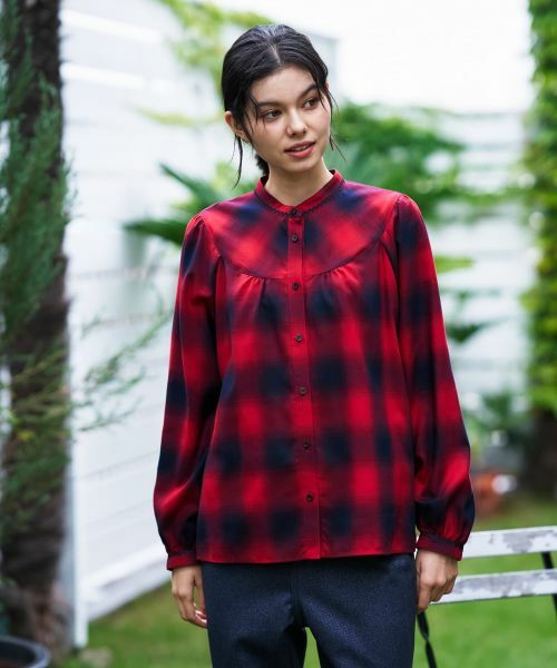 CARA O CRUZ / キャラ・オ・クルス シャツ・ブラウス | チェックバンドカラーブラウス | 詳細8