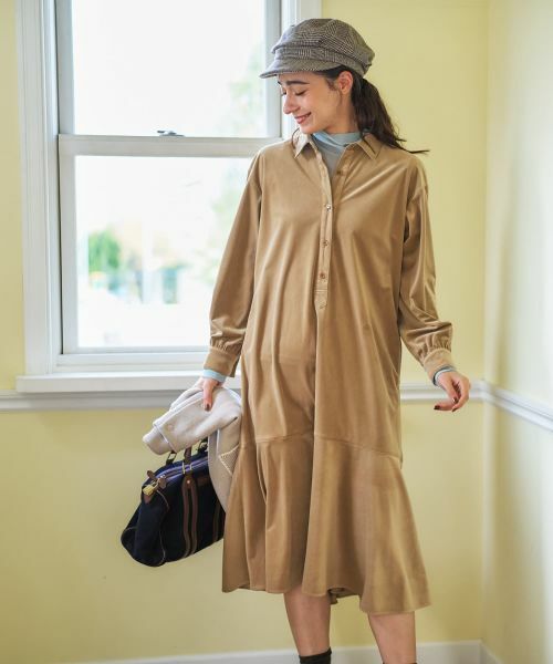 CARA O CRUZ / キャラ・オ・クルス ドレス | コーデュロイのフレアワンピース(キャメル)