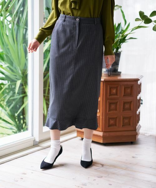 CARA O CRUZ / キャラ・オ・クルス ミニ・ひざ丈スカート | ストライプフリルスカート | 詳細1