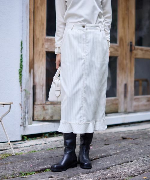 CARA O CRUZ / キャラ・オ・クルス ミニ・ひざ丈スカート | ストライプフリルスカート | 詳細13