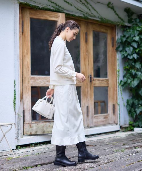 CARA O CRUZ / キャラ・オ・クルス ミニ・ひざ丈スカート | ストライプフリルスカート | 詳細19