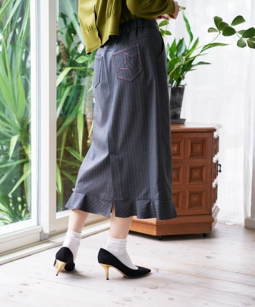 CARA O CRUZ / キャラ・オ・クルス ミニ・ひざ丈スカート | ストライプフリルスカート | 詳細2