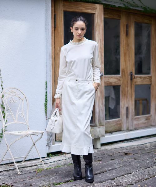 CARA O CRUZ / キャラ・オ・クルス ミニ・ひざ丈スカート | ストライプフリルスカート | 詳細21