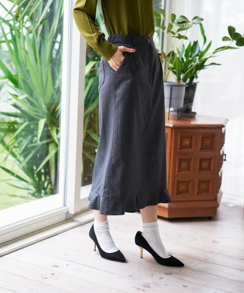 CARA O CRUZ / キャラ・オ・クルス ミニ・ひざ丈スカート | ストライプフリルスカート | 詳細3