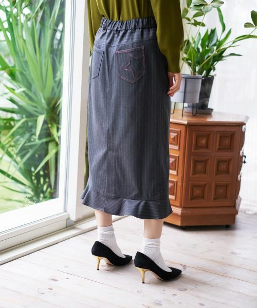 CARA O CRUZ / キャラ・オ・クルス ミニ・ひざ丈スカート | ストライプフリルスカート | 詳細5