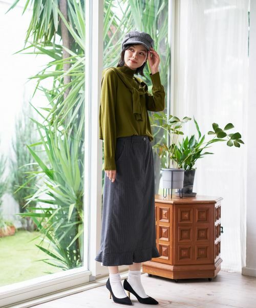 CARA O CRUZ / キャラ・オ・クルス ミニ・ひざ丈スカート | ストライプフリルスカート | 詳細8