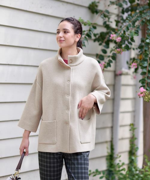 CARA O CRUZ / キャラ・オ・クルス テーラードジャケット | スタンドカラーニットジャケット【ANNE CLAIRE】【35th】 | 詳細6