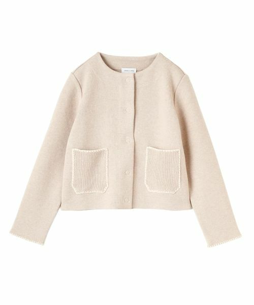 CARA O CRUZ/キャラ・オ・クルス ノーカラーニットジャケット【ANNE CLAIRE】【35th】 ベージュ 11(L)