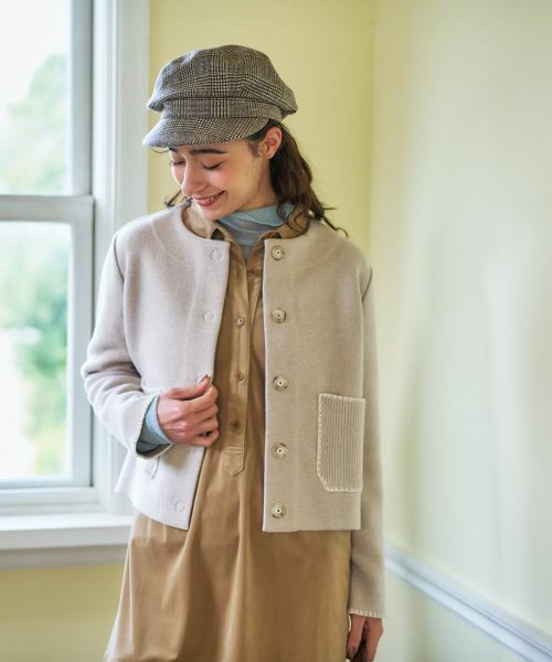 CARA O CRUZ / キャラ・オ・クルス テーラードジャケット | ノーカラーニットジャケット【ANNE CLAIRE】【35th】 | 詳細1