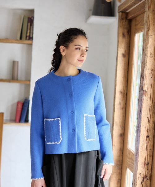 CARA O CRUZ / キャラ・オ・クルス テーラードジャケット | ノーカラーニットジャケット【ANNE CLAIRE】【35th】 | 詳細4