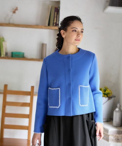 CARA O CRUZ / キャラ・オ・クルス テーラードジャケット | ノーカラーニットジャケット【ANNE CLAIRE】【35th】 | 詳細5