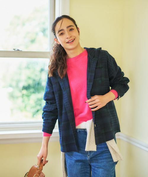 CARA O CRUZ / キャラ・オ・クルス シャツ・ブラウス | チェック柄フーデッド羽織ブラウス【CoC by CARA O CRUZ】 | 詳細11