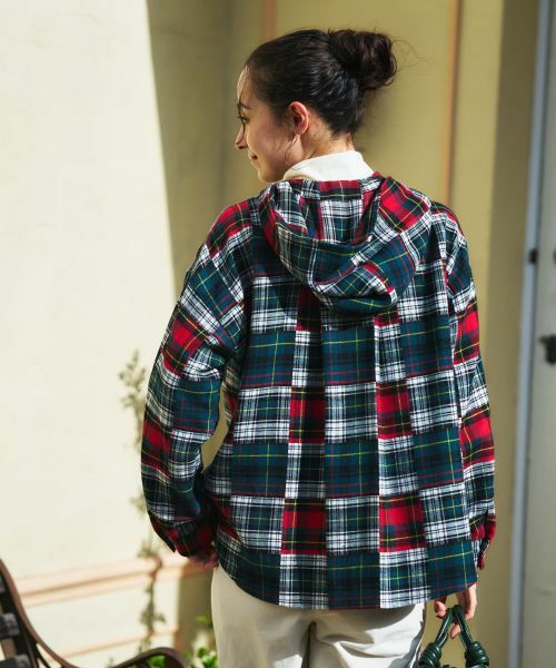 CARA O CRUZ / キャラ・オ・クルス シャツ・ブラウス | チェック柄フーデッド羽織ブラウス【CoC by CARA O CRUZ】 | 詳細5