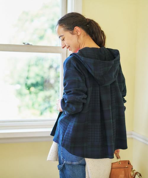 CARA O CRUZ / キャラ・オ・クルス シャツ・ブラウス | チェック柄フーデッド羽織ブラウス【CoC by CARA O CRUZ】 | 詳細9