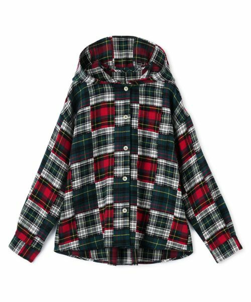 CARA O CRUZ/キャラ・オ・クルス チェック柄フーデッド羽織ブラウス【CoC by CARA O CRUZ】 レッド系 11(L)