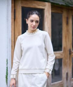 CARA O CRUZ / キャラ・オ・クルス カットソー | 異素材フリル切替プルオーバー