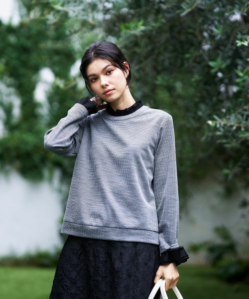 CARA O CRUZ / キャラ・オ・クルス カットソー | 異素材フリル切替プルオーバー | 詳細1