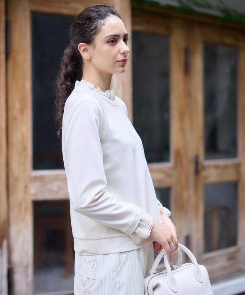 CARA O CRUZ / キャラ・オ・クルス カットソー | 異素材フリル切替プルオーバー | 詳細13