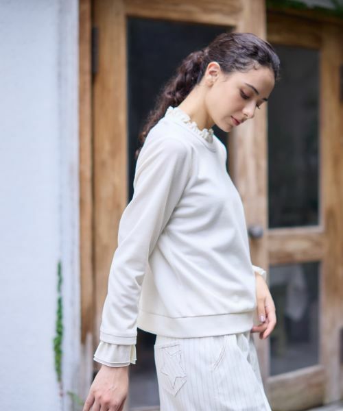 CARA O CRUZ / キャラ・オ・クルス カットソー | 異素材フリル切替プルオーバー | 詳細14