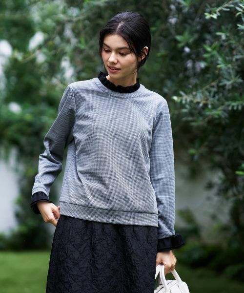 CARA O CRUZ / キャラ・オ・クルス カットソー | 異素材フリル切替プルオーバー | 詳細2