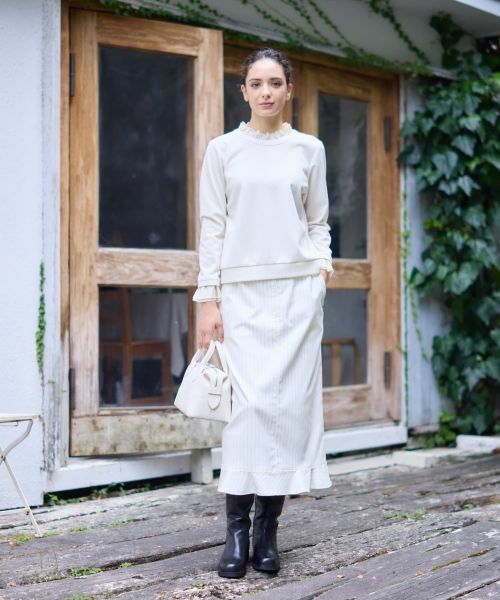 CARA O CRUZ / キャラ・オ・クルス カットソー | 異素材フリル切替プルオーバー | 詳細24