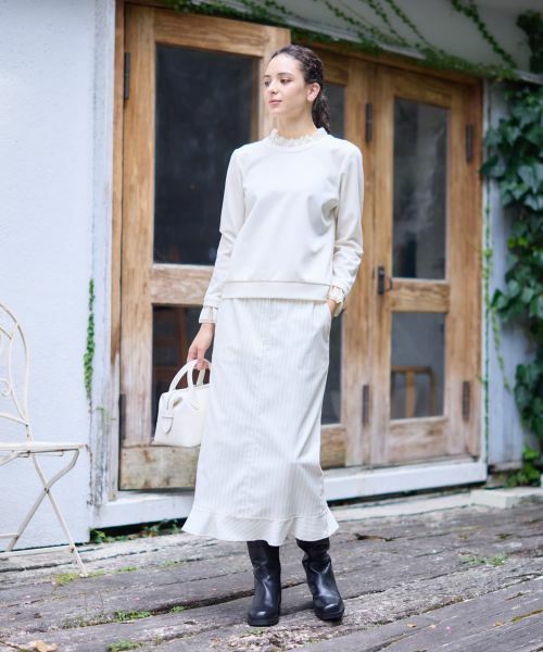 CARA O CRUZ / キャラ・オ・クルス カットソー | 異素材フリル切替プルオーバー | 詳細25