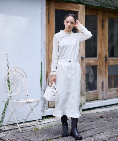 CARA O CRUZ / キャラ・オ・クルス カットソー | 異素材フリル切替プルオーバー | 詳細29