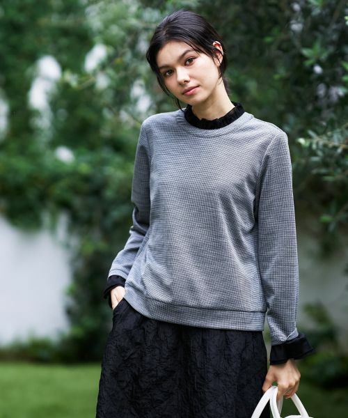 CARA O CRUZ / キャラ・オ・クルス カットソー | 異素材フリル切替プルオーバー | 詳細3