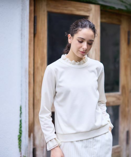 CARA O CRUZ / キャラ・オ・クルス カットソー | 異素材フリル切替プルオーバー | 詳細10