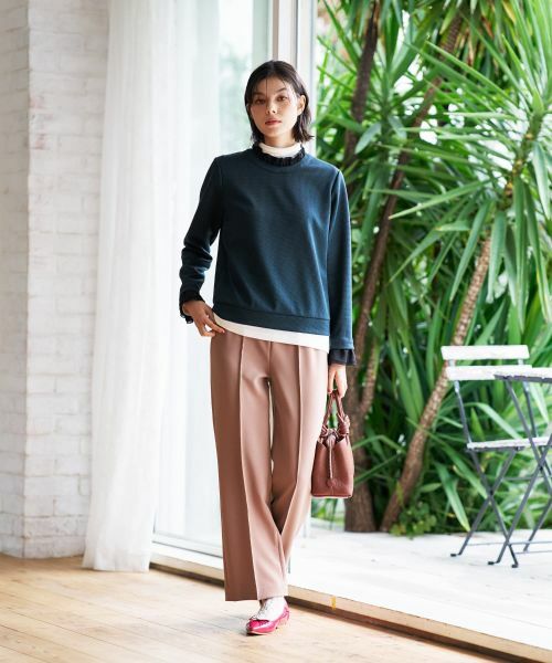 CARA O CRUZ / キャラ・オ・クルス カットソー | 異素材フリル切替プルオーバー | 詳細17