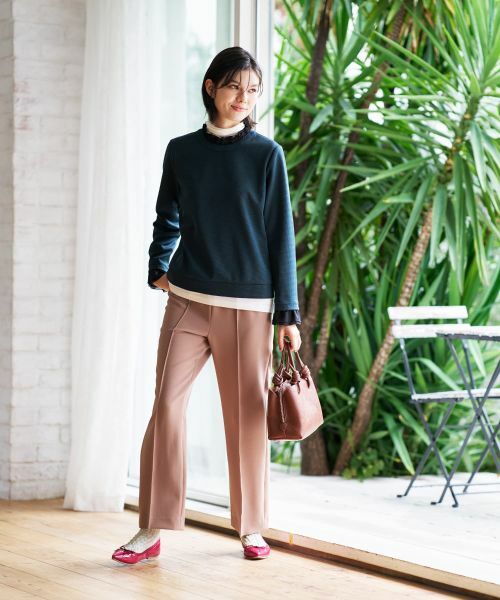 CARA O CRUZ / キャラ・オ・クルス カットソー | 異素材フリル切替プルオーバー | 詳細18