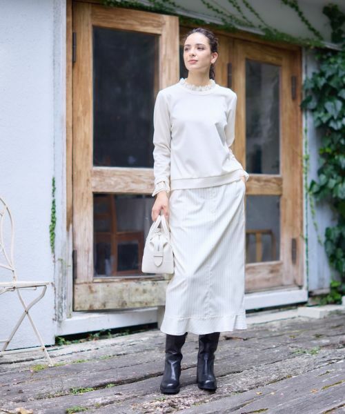 CARA O CRUZ / キャラ・オ・クルス カットソー | 異素材フリル切替プルオーバー | 詳細26