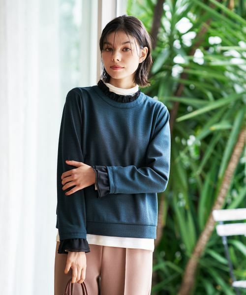 CARA O CRUZ / キャラ・オ・クルス カットソー | 異素材フリル切替プルオーバー | 詳細5