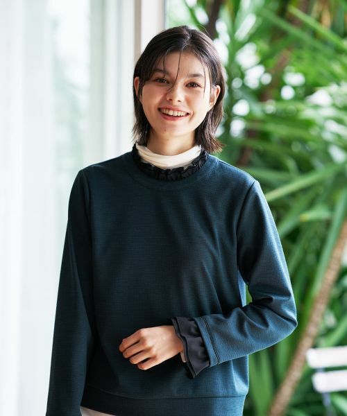 CARA O CRUZ / キャラ・オ・クルス カットソー | 異素材フリル切替プルオーバー | 詳細6