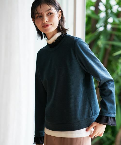 CARA O CRUZ / キャラ・オ・クルス カットソー | 異素材フリル切替プルオーバー | 詳細7