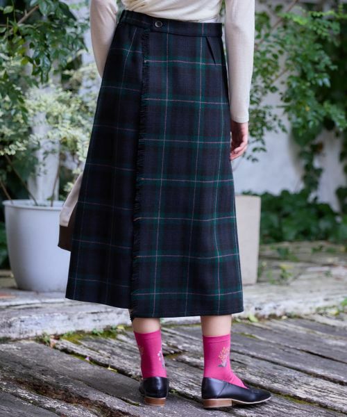 CARA O CRUZ / キャラ・オ・クルス ミニ・ひざ丈スカート | 4WAY チェック柄ラップスカート | 詳細14