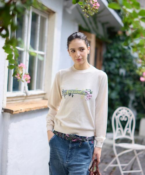 CARA O CRUZ / キャラ・オ・クルス ニット・セーター | 音符刺繍ニット【ZEGNA BARUFFA】 | 詳細4