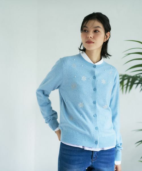CARA O CRUZ / キャラ・オ・クルス カーディガン・ボレロ | 雪柄ニットカーディガン【ZEGNA BARUFFA】 | 詳細5